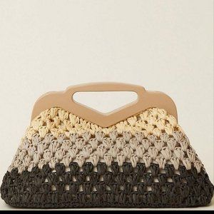 BTB Los Angles Nadiya Ombre Paper Straw Crochet Clutch